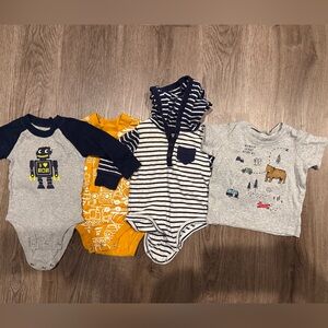Lot of 7 Carters Onesies (& Shirt) - 3-6 Month